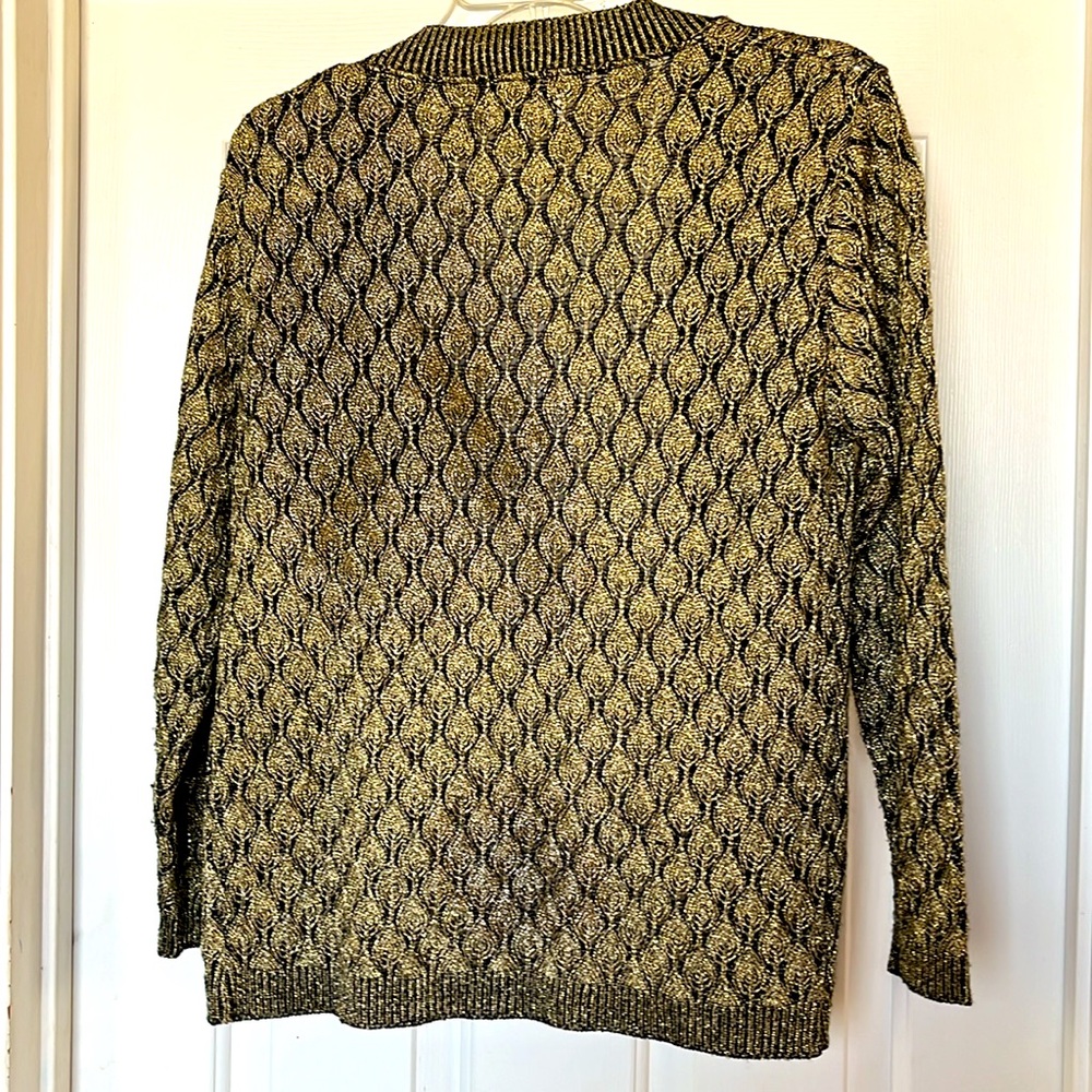 Vintage Metallic Gold Open Front Cardigan - Picture 3 of 8
